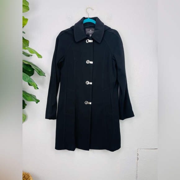 NWOT London Fog Black Box Rain A Line Trench Coat - Picture 3 of 11